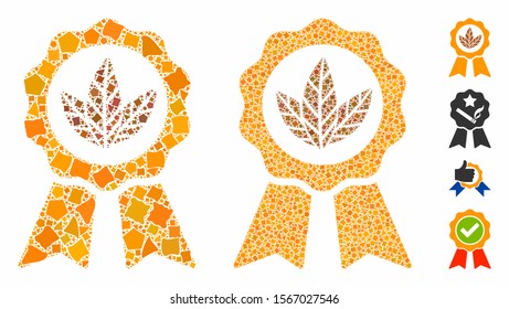 Superior tobacco composition of bumpy parts in different sizes and shades, based on superior tobacco icon. Vector bumpy parts are composed into illustration.