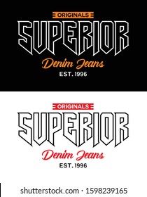 Design gráfico denim de tipografia superior, para impressões de t-shirt, vetor