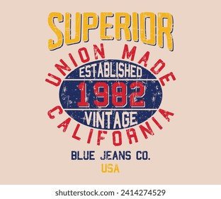 Superior Union made California  united states of America slogan  Editable and ready to use for Tee Shirt, hoodie, and others -vector