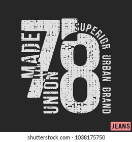 Superior urban brand t-shirt print design. Grunge vintage t shirt stamp. Printing and badge applique label t-shirts, jeans, casual wear. Vector illustration.