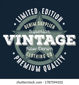 Superior Vintage Raw Denim - Aged Tee Design For Printing