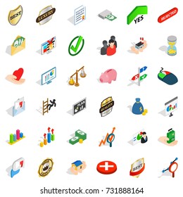 Superiority icons set. Isometric style of 36 superiority vector icons for web isolated on white background