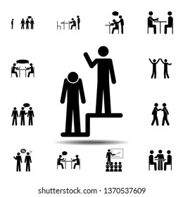 Superiority, a man above the other icon. Simple glyph, flat vector element of People icons set for UI and UX, website or mobile application