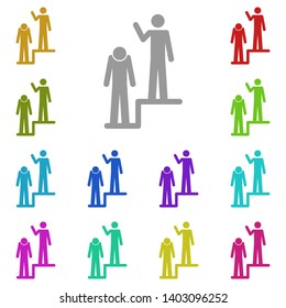 Superiority, a man above the other multi color icon. Simple glyph, flat vector of people icons for UI and UX, website or mobile application on white background