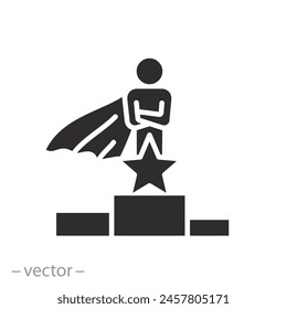 superiority man with star icon, superior person, successful business victory, flat symbol on white background - vector illustration