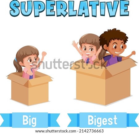 Superlative Adjectives for word big illustration