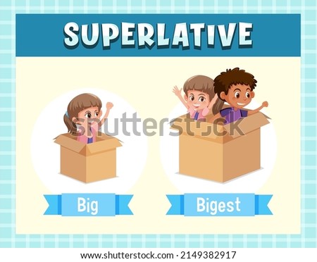 Superlative Adjectives for word big illustration