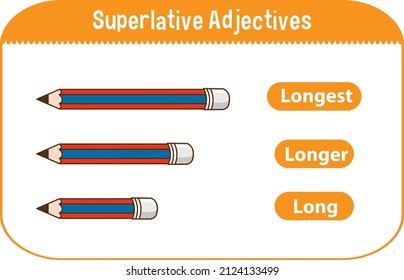 Superlative Adjectives for word long illustration