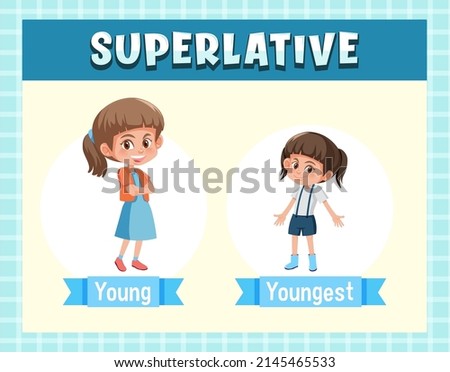 Superlative Adjectives for word young illustration