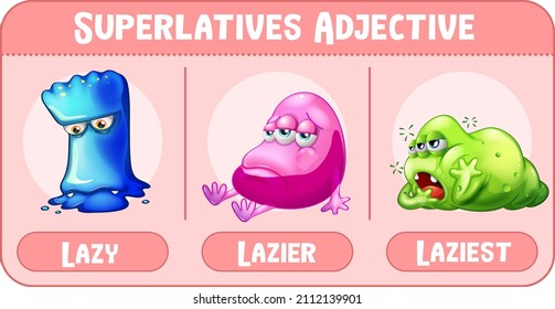 Superlatives Adjective for word lazy illustration