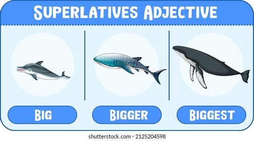 Superlatives Adjectives for word big illustration