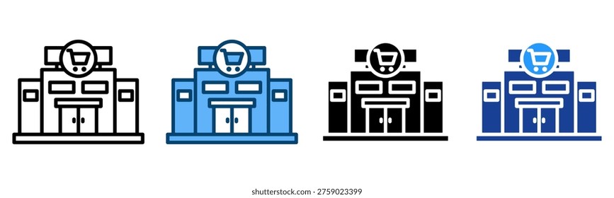 Supermaket Icon Multiple Style Vector Collection