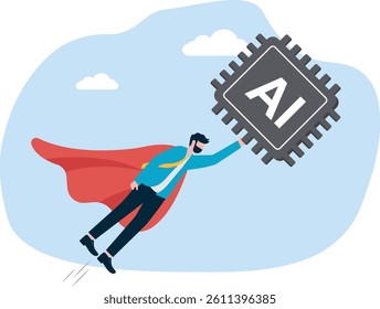 Superman, artificial intelligence and arrow, AI chip stock market rose.

