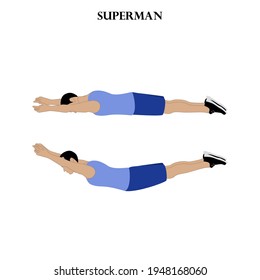 Superman Exercise Illustration On The White Background. Vector Illustration