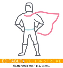 Superman Hero Icon. Editable Stroke Sketch Icon. Stock Vector Illustration.