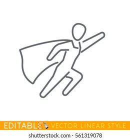 Superman Icon. Super Woman. Editable Line Drawing. Stock Vector Illustration.