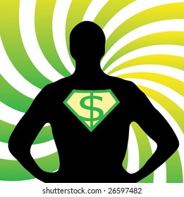Superman silhouette with dollar sign