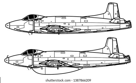 Supermarine ATTACKER. Outline vector drawing