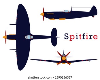 Supermarine Spitfire Aircraft WWII Colored.