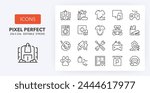 Supermarker departments and services 1 of 3 sets. Outline symbol collection. Editable vector stroke. 256x256 Pixel Perfect scalable to 128px, 64px...