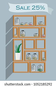 Supermarket aisle with shelves, grocery items, retail and consumerism concept
