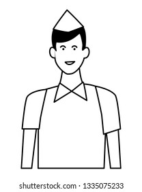 supermarket attendant guy cartoon in black and white