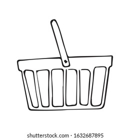 Supermarket Basket Drawing Vector Sketch