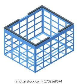 Icono de la canasta del supermercado. Isométrico icono vectorial de la cesta de supermercados para el diseño web aislado en fondo blanco