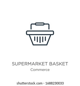 Icono de la canasta del supermercado. Icono de la canasta lineal de supermercados aislado en fondo blanco de la colección de comercio. Signo vectorial de línea, símbolo para web y móvil