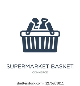 supermarket basket icon vector on white background, supermarket basket trendy filled icons from Commerce collection, supermarket basket vector illustration