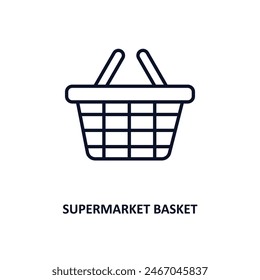 supermarket basket outline icon.  Thin line icon from commerce collection. Editable vector isolated on white background