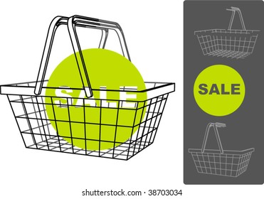 supermarket basket with separated backgrounds and foregrounds