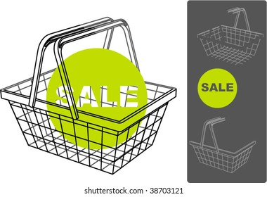 supermarket basket with separated backgrounds and foregrounds