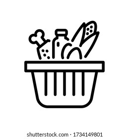 Supermarket basket vector icon. grocery department illustration sign.