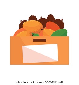supermarket box with fresh fruit mango