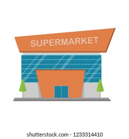 Supermarket building in flat design.Vector illustration.