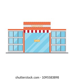 Supermarket building in flat style.Vector illustration.