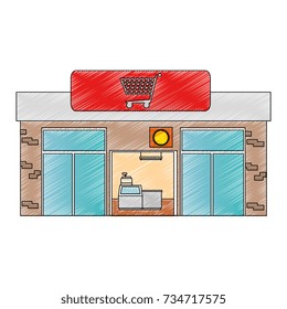 supermarket building front icon
