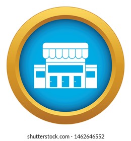 Supermarket building icon blue vector isolated on white background for any design