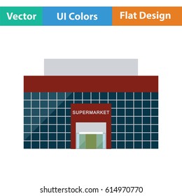 Supermarket building icon. Flat design. Vector illustration.