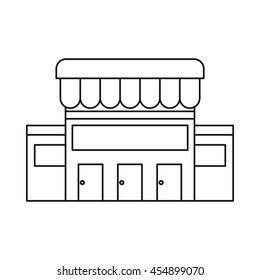 Supermarket building icon in outline style isolated vector illustration