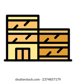 Supermarket building icon outline vector. Modern city. Modern city color flat