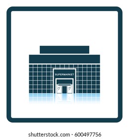 Supermarket building icon. Shadow reflection design. Vector illustration.