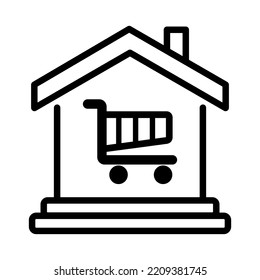 Supermarket Building Icon. Shopping Mall Map Location Sign. Apartment Shopping Symbol. Vector Illustration.