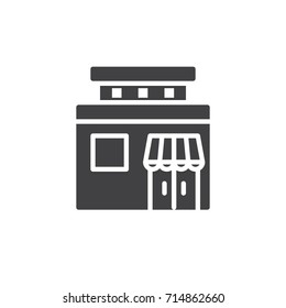 Supermarket building icon vector, filled flat sign, solid pictogram isolated on white. Symbol, logo illustration.