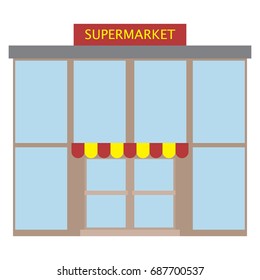 Supermarket building icon, vector illustration flat style design isolated on white. Colorful graphics