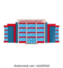 Supermarket building isolated Flat in style on a white background