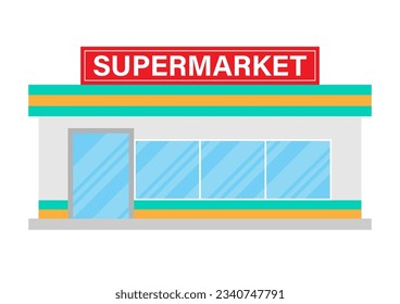 Supermarket Building or Supermarket Store. Convenience Store Building Vector Illustration. 