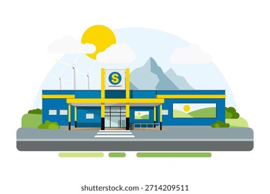 supermercado. construção de supermercado. ilustração vetorial