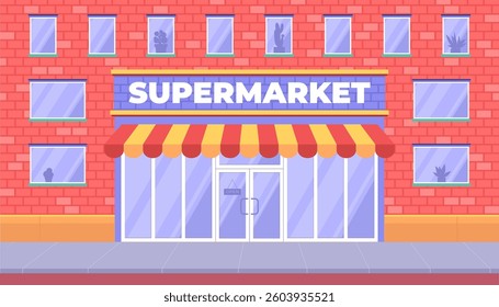 Supermarket  building. Vector illustration in a flat style